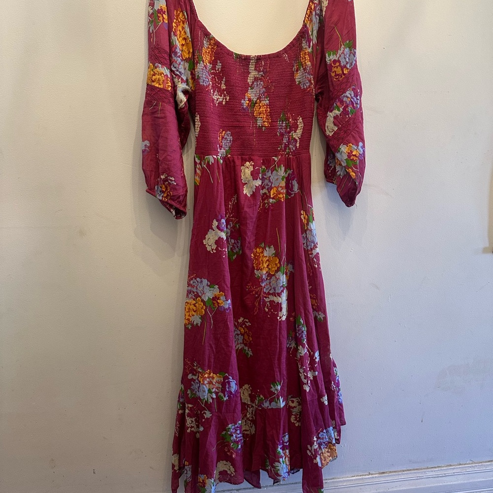 Free People Morning Glory Floral Smocked Long Sleeve Maxi Dress